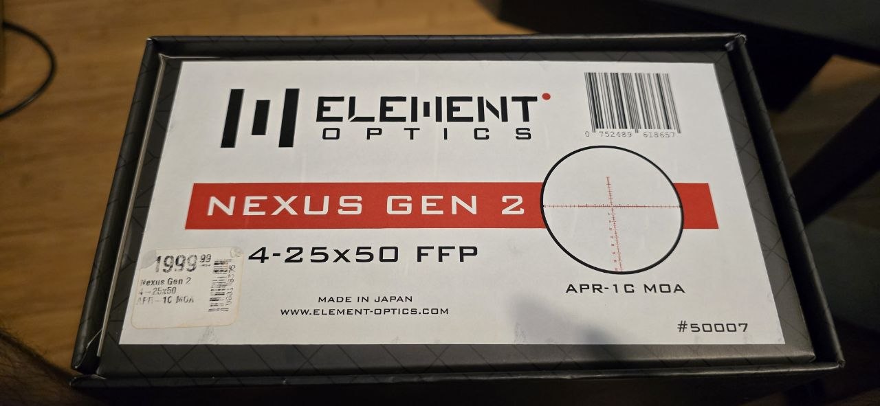 Element Optics Nexus Gen 2 4-25x50 FFP APR-1C MOA