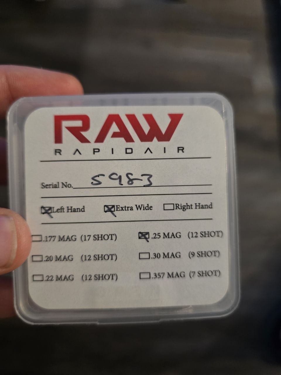 RAW Rapid Air Worx Magazine Left Hand 25cal