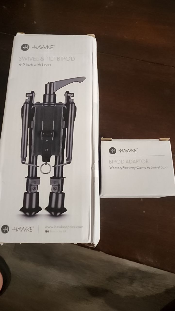 Hawke Swivel & Tilt Bipod 6-9 in 70010 and Picatinny Adaptor set